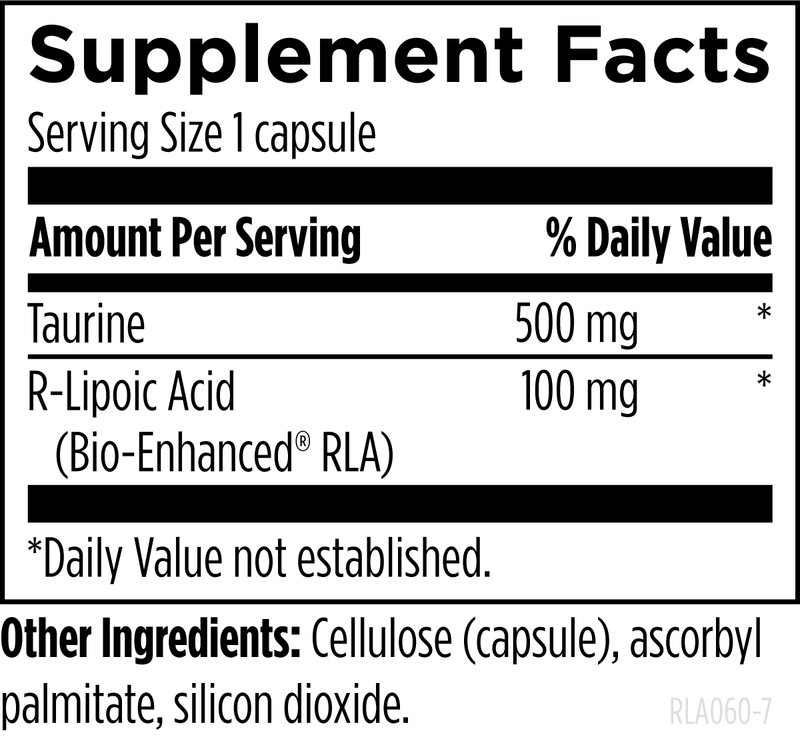 Stabilized R-Lipoic Acid Supreme (60 Capsules) Supplement Facts
