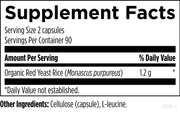 Red Yeast Rice (180 Capsules) Supplement Facts