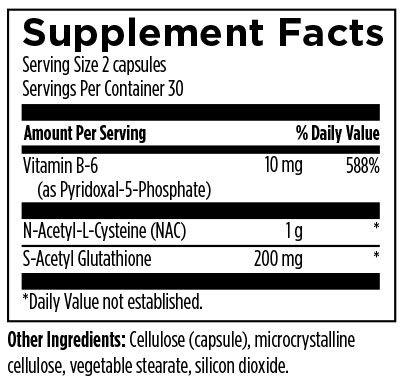 S-Acetyl Glutathione Synergy (60 Capsules) Supplement Facts