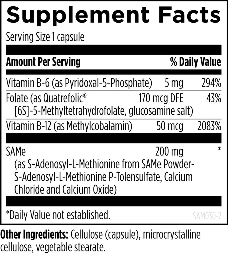 SAMe (30 Capsules) Supplement Facts