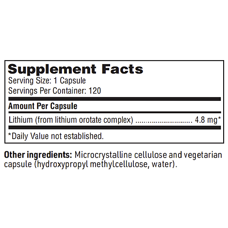 Lithium Orotate (120 Capsules)-Vitamins & Supplements-Klaire Labs - SFI Health-Pine Street Clinic