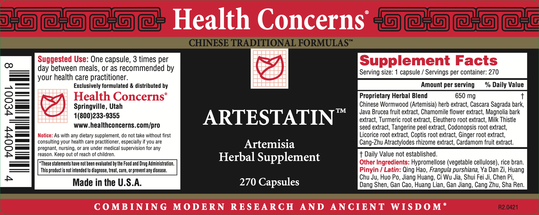 Health Concerns - Artestatin (270 Capsules) - 
