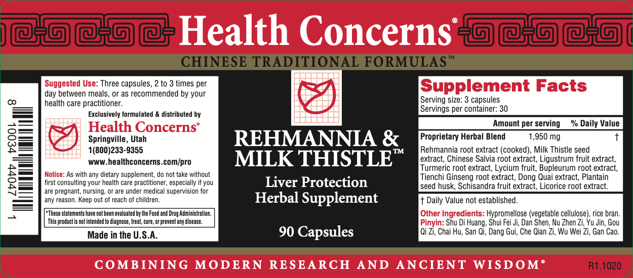 Health Concerns - Rehmannia & Milk Thistle - 90 Capsules 