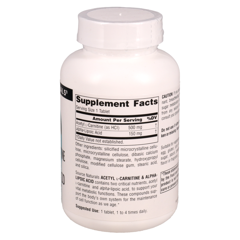 Acetyl L-Carnitine & Alpha-Lipoic Acid 650 mg (60 Tablets)