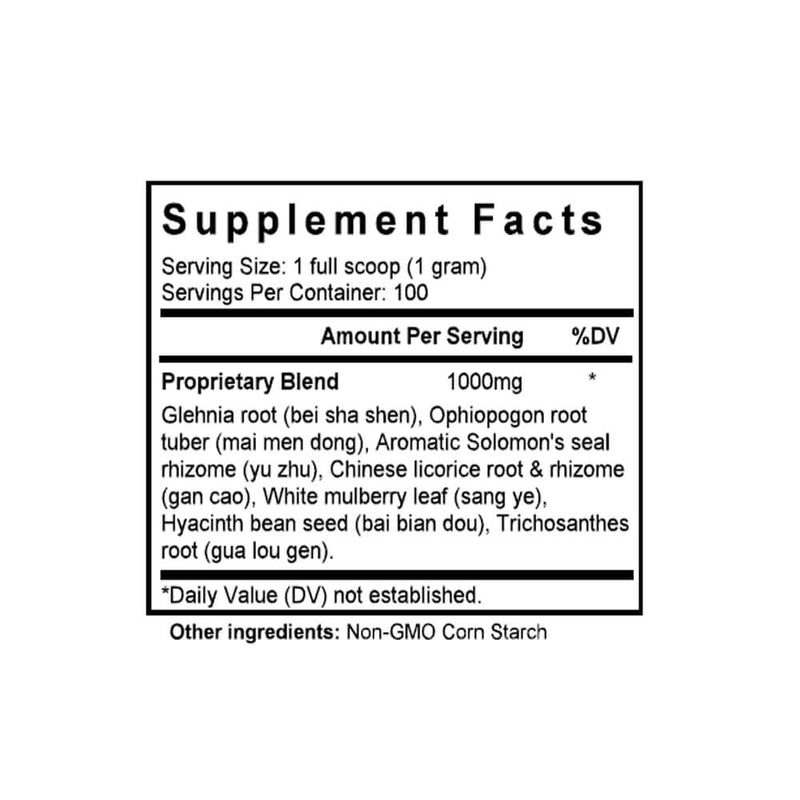 Sha Shen Mai Dong Tang (Adenophora & Ophiopogon Combination) (100 Grams Granules) - Supplement Facts