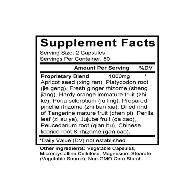 Xing Su San (Apricot & Perilla Formula) (100 Capsules) - Supplement Facts