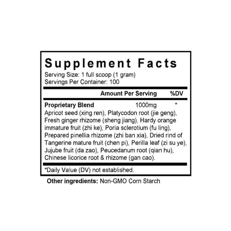 Xing Su San (Apricot & Perilla Formula) (100 Grams Granules) - Supplement Facts