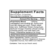 Bu Yang Huan Wu Tang (Astragalus & Peony Combination) (100 Capsules) - Supplement Facts