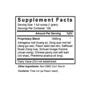 Bu Yang Huan Wu Tang (Astragalus & Peony Combination) (100 Grams Granules) - Supplement Facts