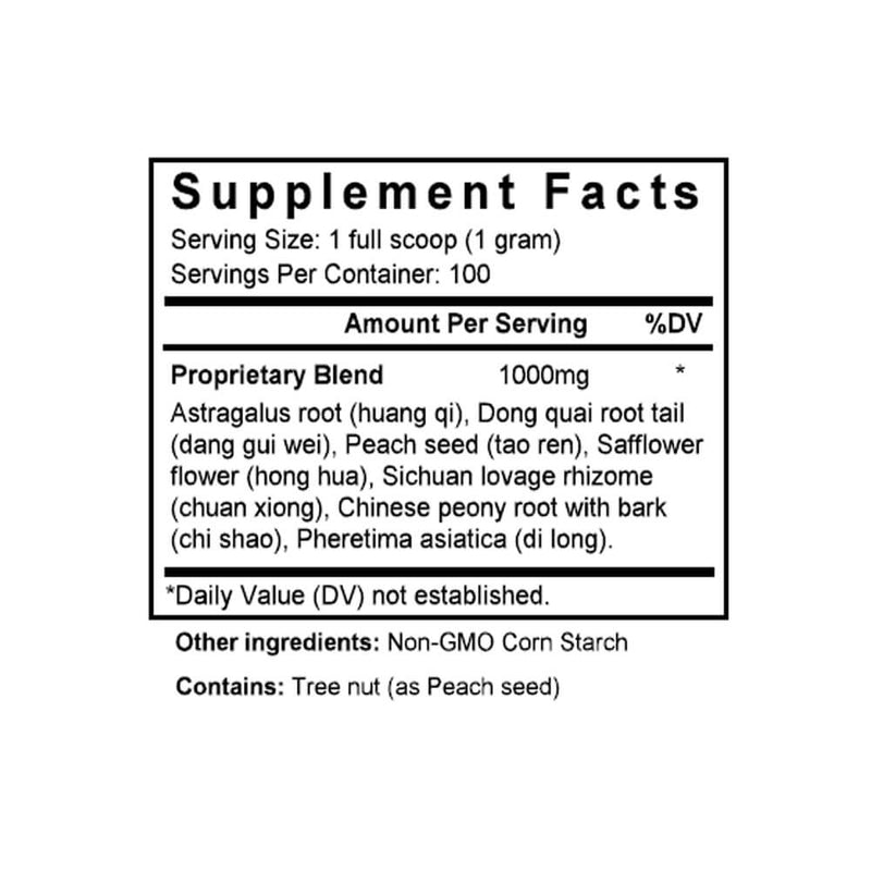 Bu Yang Huan Wu Tang (Astragalus & Peony Combination) (100 Grams Granules) - Supplement Facts