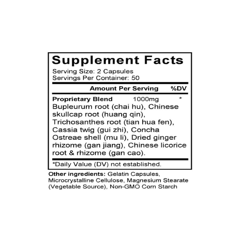 Chai Hu Gui Zhi Gan Jiang Tang (Bupleurum, Cinnamon & Ginger Combination) (100 Capsules) - Supplement Facts