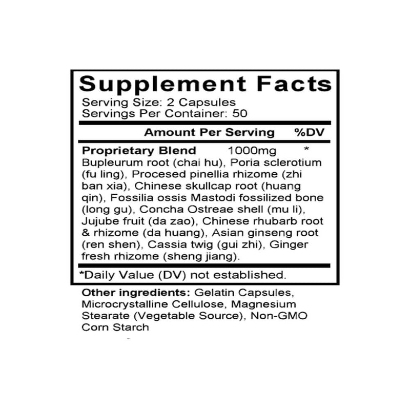Chai Hu Jia Long Gu Mu Li Tang (Bupleurum & Dragon Bone Combination) (100 Capsules) - Supplement Facts