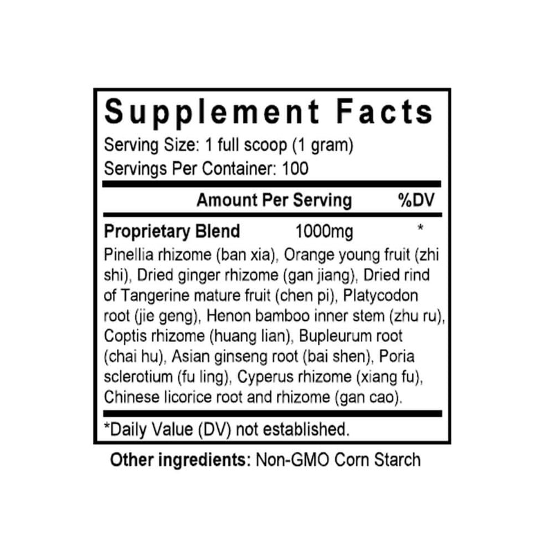 Zhu Ru Wen Dan Tang (Bamboo & Ginseng Combination) (100 Grams Granules) - Supplement Facts
