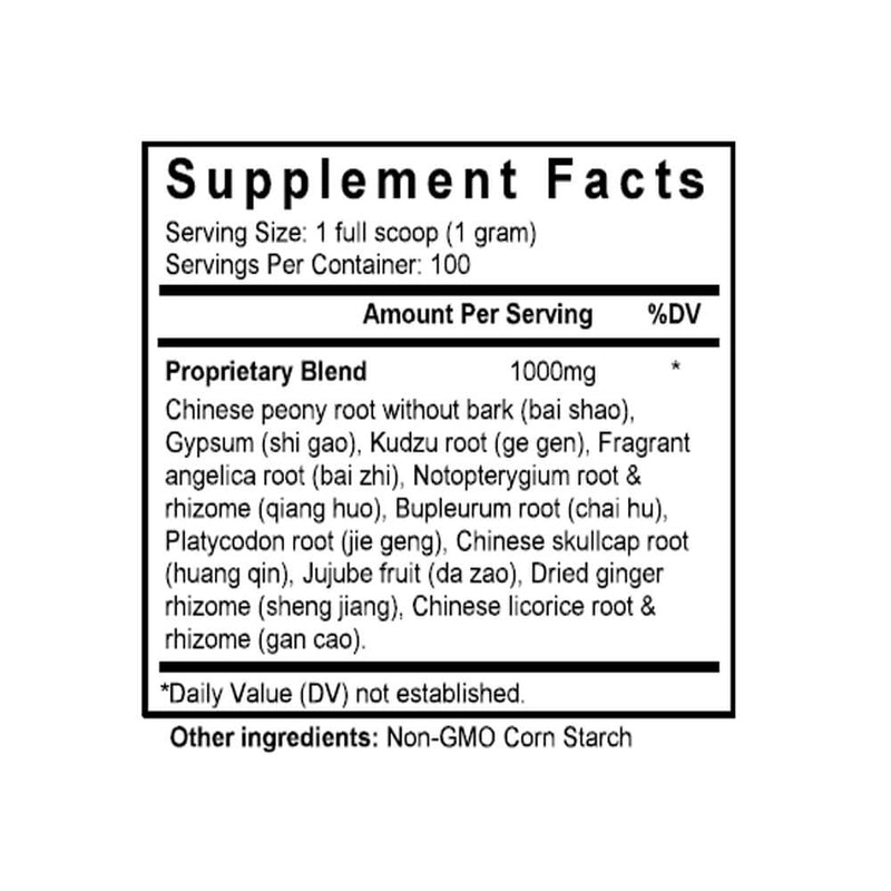 Chai Ge Jie Ji Tang (Bupleurum & Pueraria Combination) (100 Grams Granules) - Supplement Facts