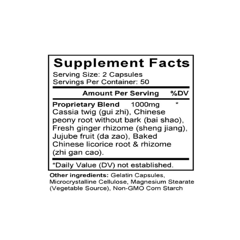 Gui Zhi Tang (Cinnamon Combination) (100 Capsules) - Supplement Facts