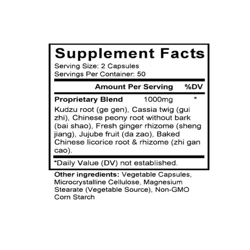 Gui Zhi Jia Ge Gen Tang (Cinnamon & Pueraria Combination) (100 Capsules) - Supplement Facts