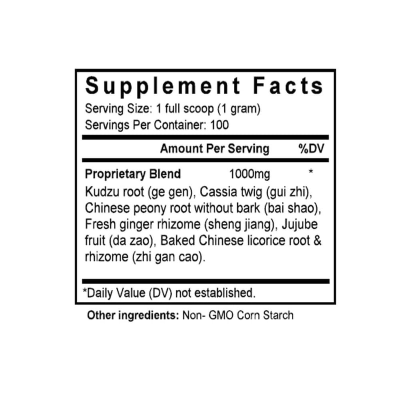 Gui Zhi Jia Ge Gen Tang (Cinnamon & Pueraria Combination) (100 Grams Granules) - Supplement Facts