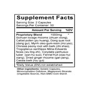 Shao Fu Zhu Yu Tang (Cnidium & Bulrush Combination) (100 Capsules) - Supplement Facts