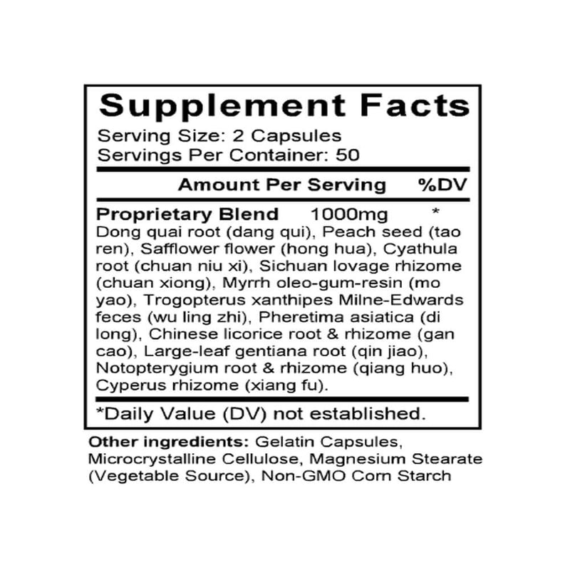 Shen Tong Zhu Yu Tang (Cnidium & Chiang-huo Combination) (100 Capsules) - Supplement Facts