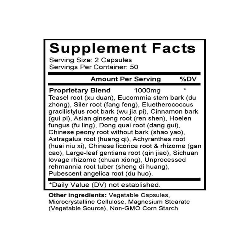 San Bi Tang (Bian Fang) (Chin-chiu & Tu-huo Combination) (100 Capsules) - Supplement Facts