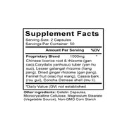 An Zhong San (Fennel & Galanga Formula) (100 Capsules) - Supplement Facts