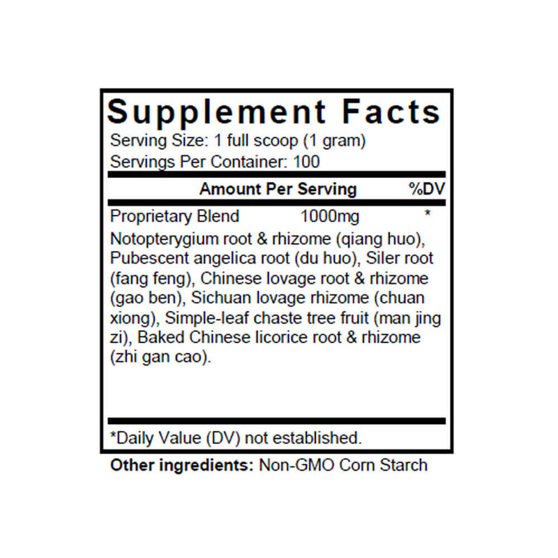 Qiang Huo Sheng Shi Tang (Chiang-huo & Tu-huo Combination) (100 Grams Granules) - Supplement Facts