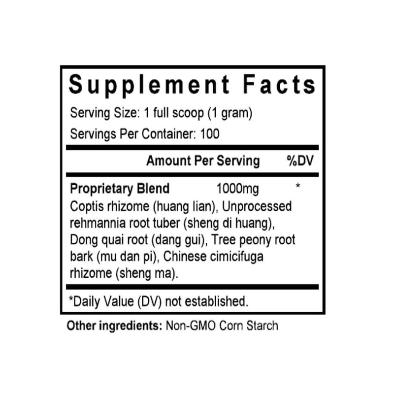 Qing Wei San (Coptis & Rehmannia Formula) (100 Grams Granules) - Supplement Facts