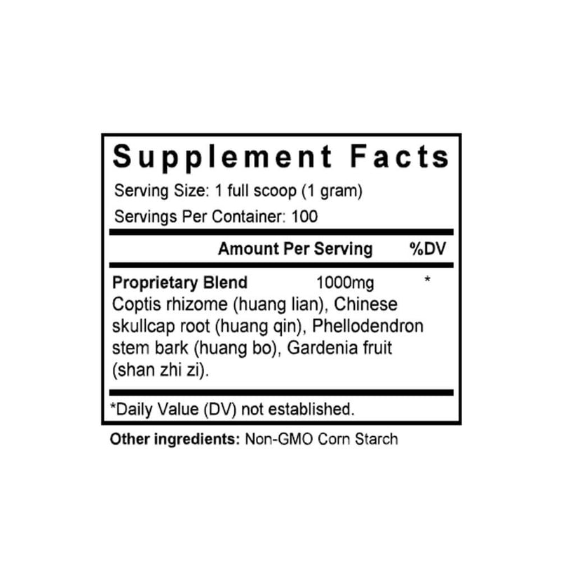 Huang Lian Jie Du Tang (Coptis & Scute Combination) (100 Grams Granules) - Supplement Facts
