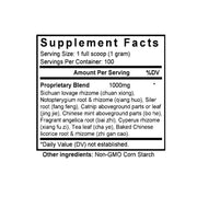 Chuan Xiong Cha Tiao San (Cnidium & Tea Formula) (100 Grams Granules) - Supplement Facts