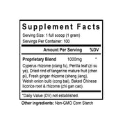Xiang Su San (Cyperus & Perilla Formula) (100 Grams Granules) - Supplement Facts