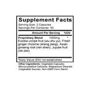 Wu Zhu Yu Tang (Evodia Combination) (100 Capsules) - Supplement Facts