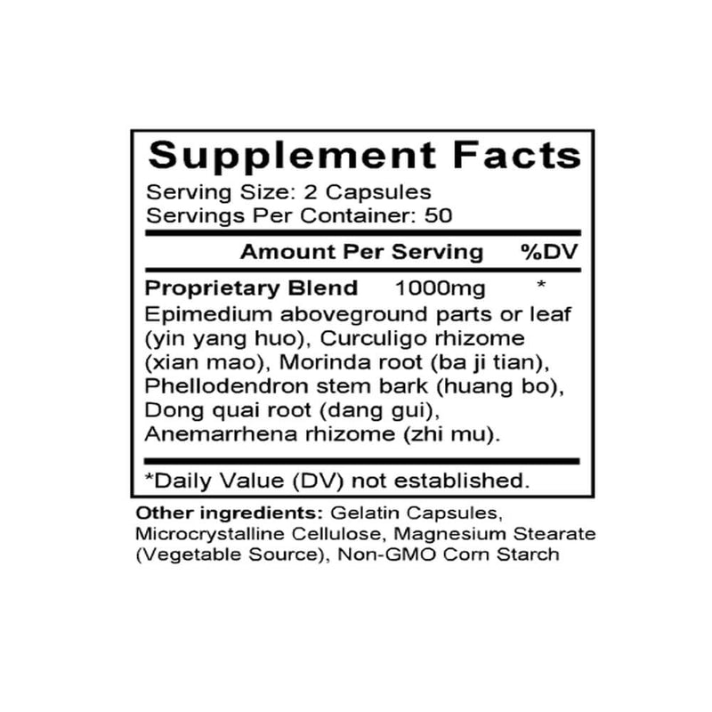 Er Xian Tang (Epimedium & Curculigo Combination) (100 Capsules) - Supplement Facts