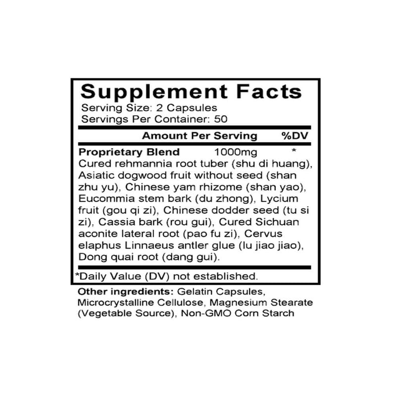 You Gui Wan (Eucommia & Rehmannia Formula) (100 Capsules) - Supplement Facts