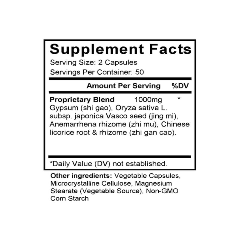 Bai Hu Tang (Gypsum Combination) (100 Capsules) - Supplement Facts