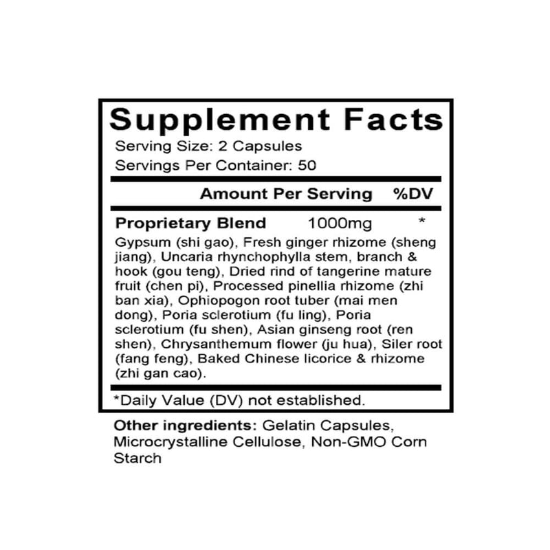 Gou Teng San (Gambir Formula) (100 Capsules) - Supplement Facts