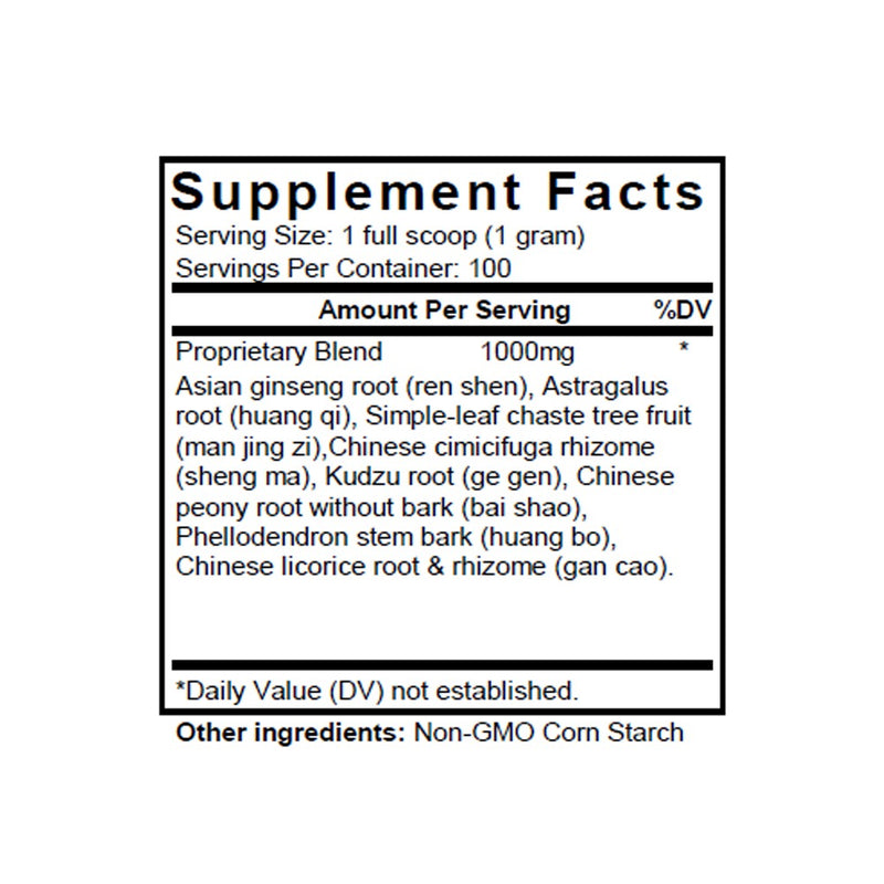 Yi Qi Cong Ming Tang (Ginseng, Astragalus & Pueraria Combination) (100 Grams Granules) - Supplement Facts