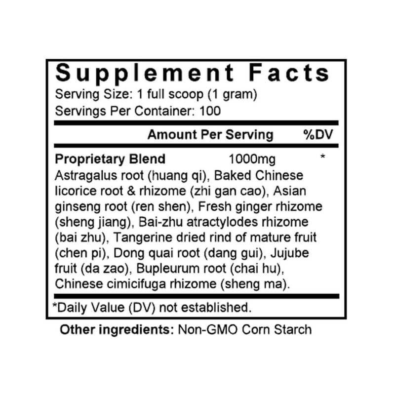Bu Zhong Yi Qi Tang (Ginseng & Astragalus Combination) (100 Grams Granules) - Supplement Facts