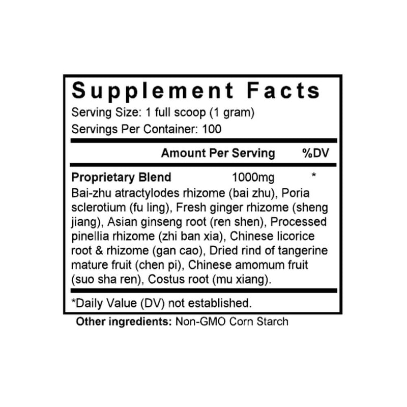 Xiang Sha Liu Jun Zi Tang (Ginseng & Cardamon Combination) (100 Grams Granules) - Supplement Facts