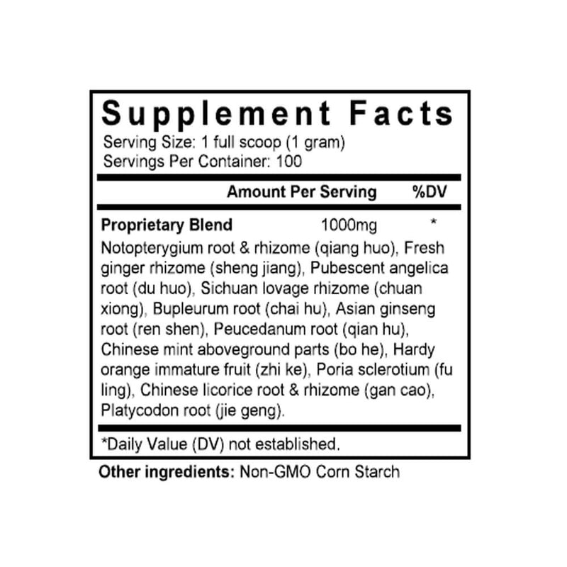 Ren Shen Bai Du San (Ginseng & Mentha Formula) (100 Grams Granules) - Supplement Facts
