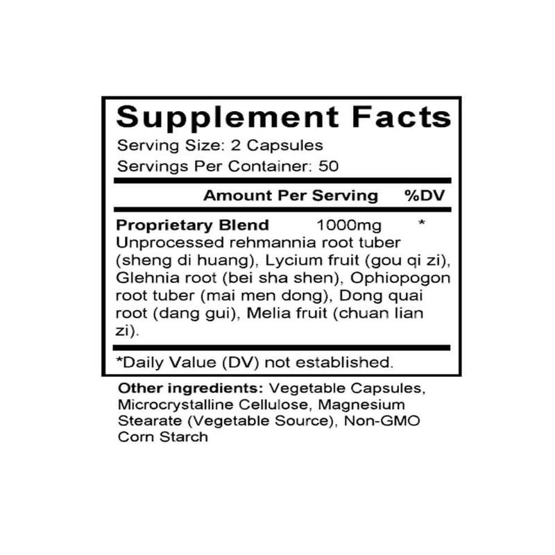 Yi Guan Jian (Glehnia & Rehmannia Combination) (100 Capsules) - Supplement Facts