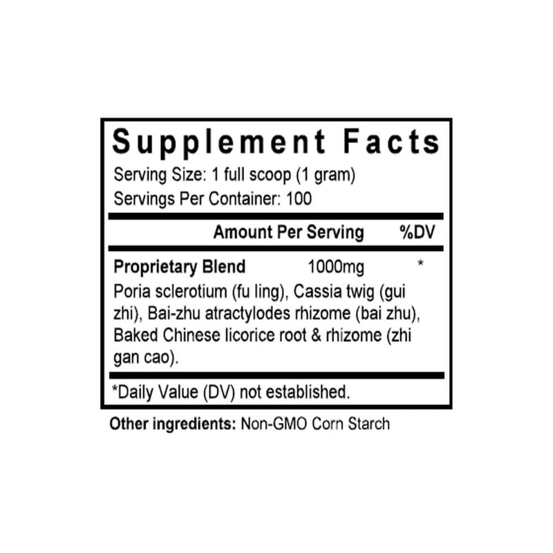 Ling Gui Zhu Gan Tang (Hoelen & Atractylodes Combination) (100 Grams Granules) - Supplement Facts