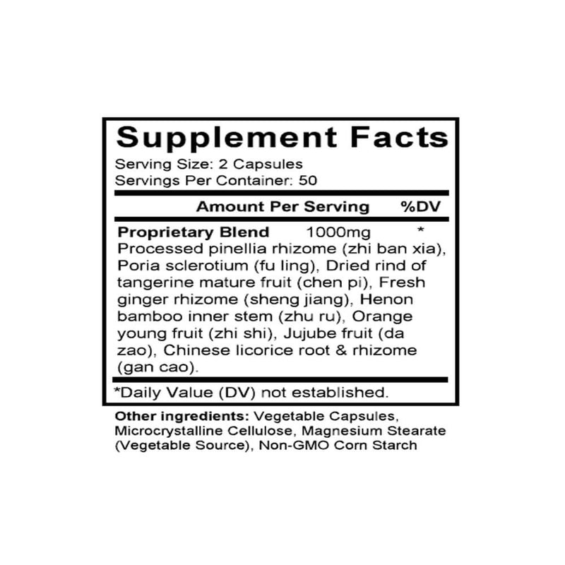 Wen Dan Tang (Hoelen & Bamboo Combination) (100 Capsules) - Supplement Facts