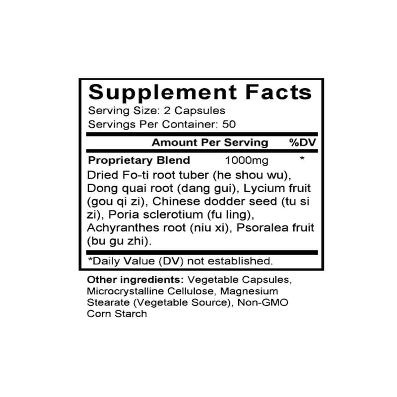 Qi Bao Mei Ran Dan (Ho-shou-wu & Lycium Formula) (100 Capsules) - Supplement Facts