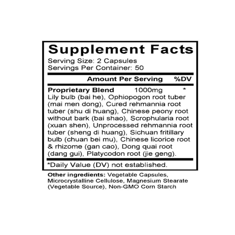Bai He Gu Jin Tang (Lily Combination) (100 Capsules) - Supplement Facts