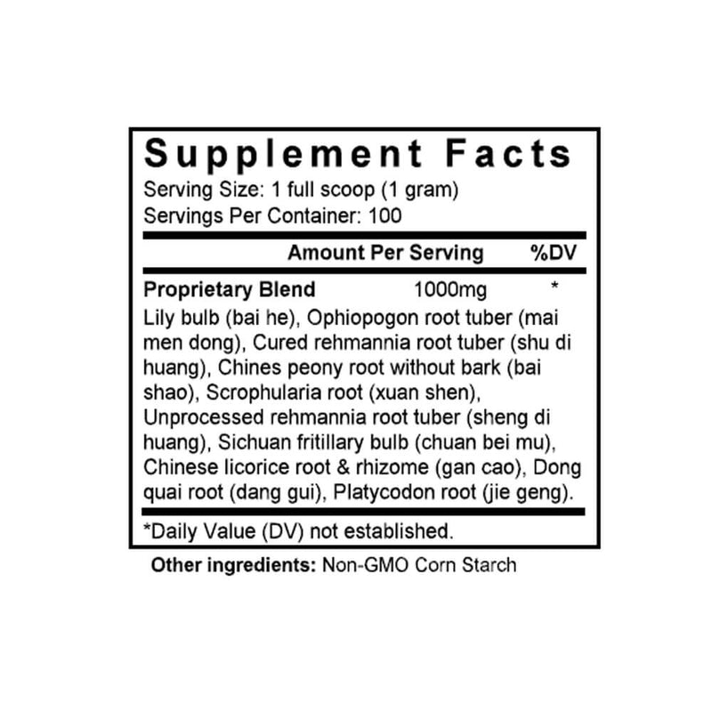 Bai He Gu Jin Tang (Lily Combination) (100 Grams Granules) - Supplement Facts