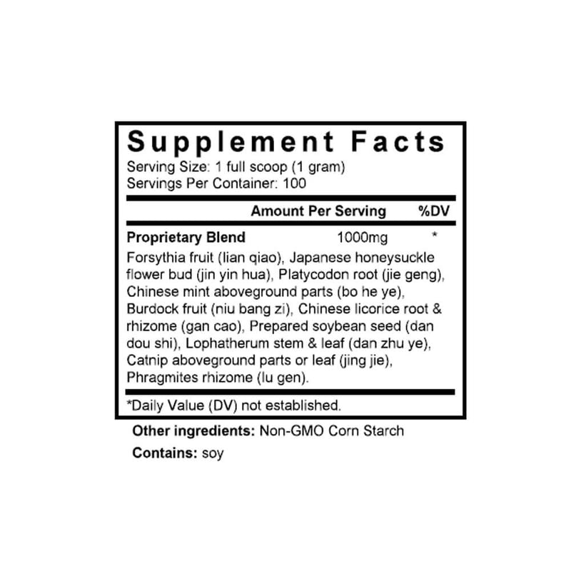 Yin Qiao San (Lonicera & Forsythia Formula) (100 Grams Granules) - Supplement Facts