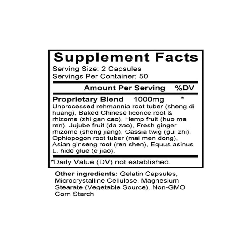 Zhi Gan Cao Tang (Licorice (baked) Combination) (100 Capsules) - Supplement Facts