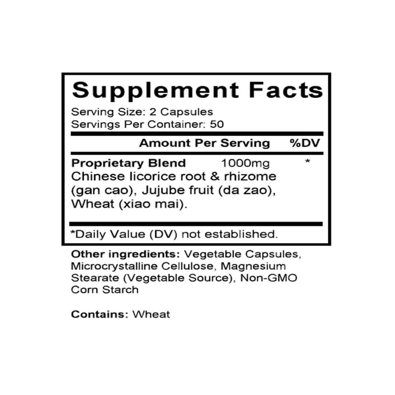 Gan Mai Da Zao Tang (Licorice & Jujube Combination) (100 Capsules) - Supplement Facts