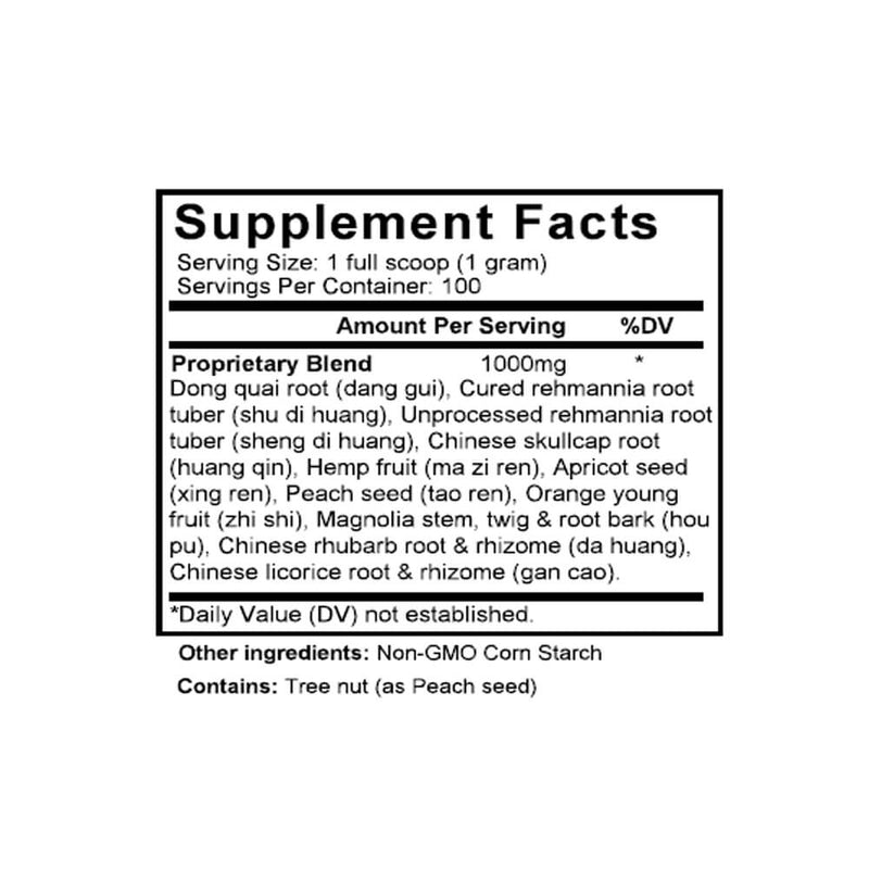 Run Chang Tang (Linum & Rhubarb Combination) (100 Grams Granules) - Supplement Facts