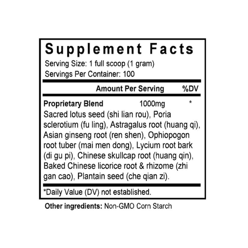 Qing Xin Lian Zi Yin (Lotus Seed Combination) (100 Grams Granules) - Supplement Facts